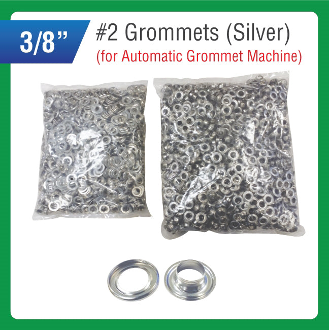 #2 Grommets - 3/8" - Silver Color - for Automatic Grommet Machine (5000 pieces)
