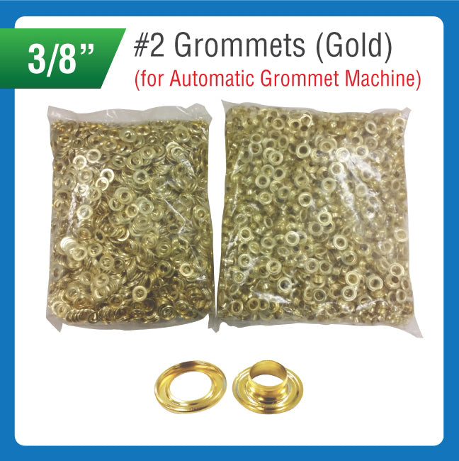 #2 Grommets - 3/8" - Gold Color - for Automatic Grommet Machine (5000 pieces)