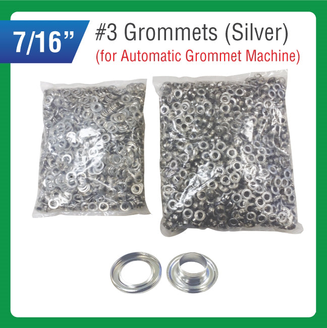 #3 Grommets - 7/16" - Silver Color - for Automatic Grommet Machine (2000 pieces)