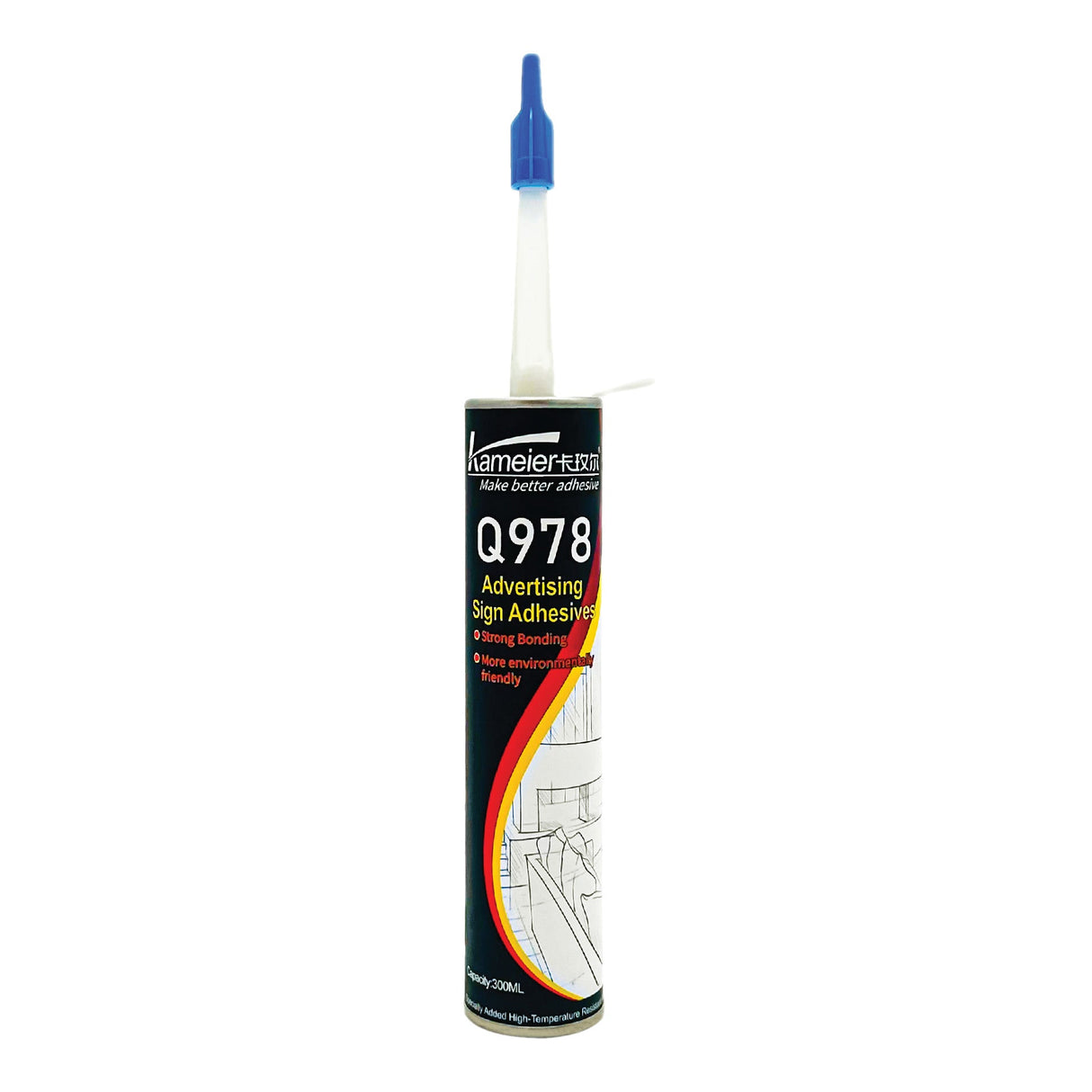 Heavy Duty Signage Contact Adhesive Sealant Q978 - High-Tack, Solvent-Rubber-Based Glue for Vinyl, Plastic, Metal & Acrylic - 10.14 oz Tube