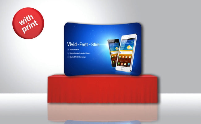 6 ft Table Top Curve Tube Display with Fabric Print