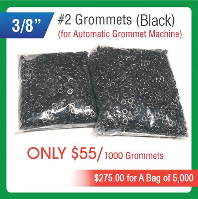 #2 Grommets - 3/8" - Black Color - for Automatic Grommet Machine (5000 pieces)