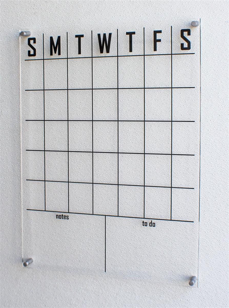Acrylic Monthly Wall Calendar with Mounting Hardware (24