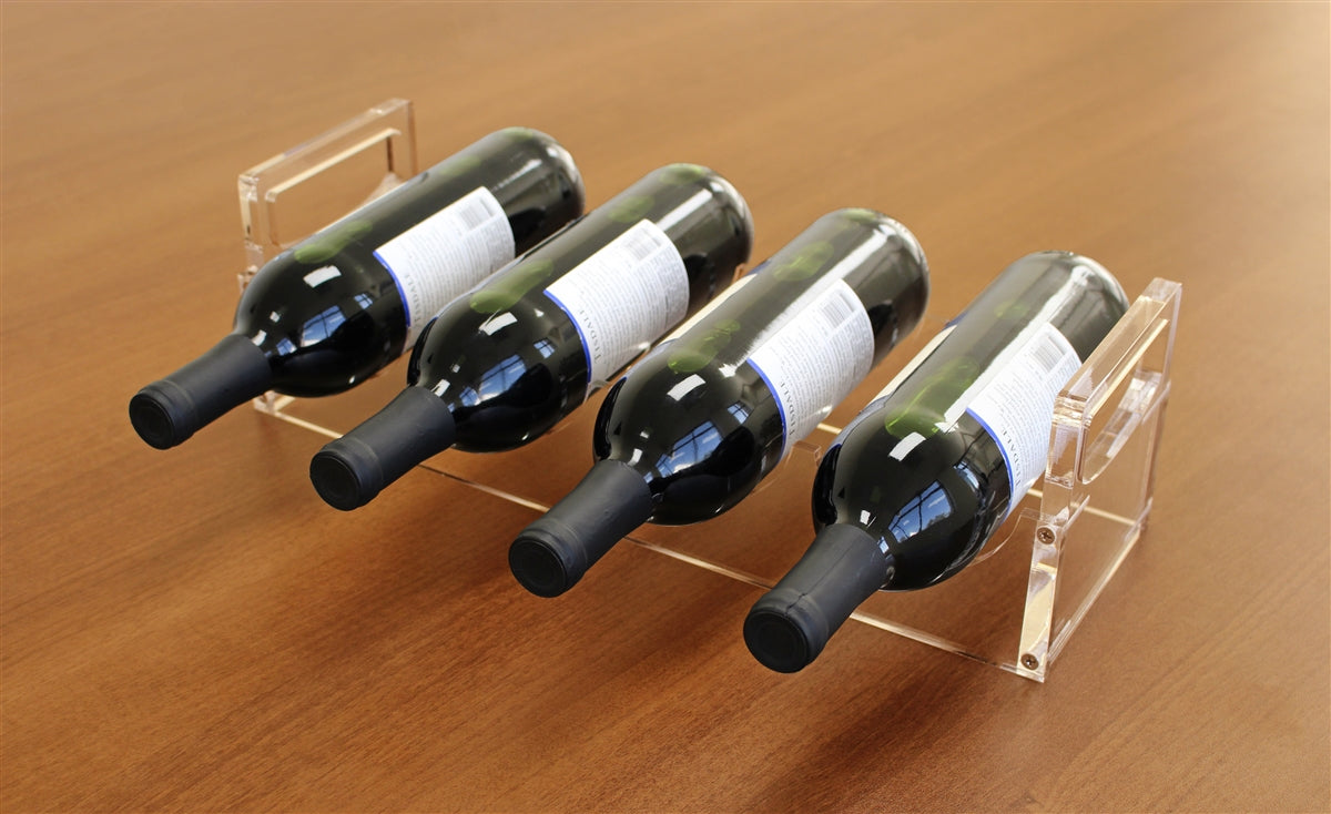 4-Slot Acrylic Wine Display Rack (17”W x 5”H x 5-1/2”D)