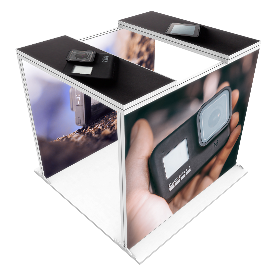 Tunnel Modular Lightbox Display with Double Sided Fabric Print Set