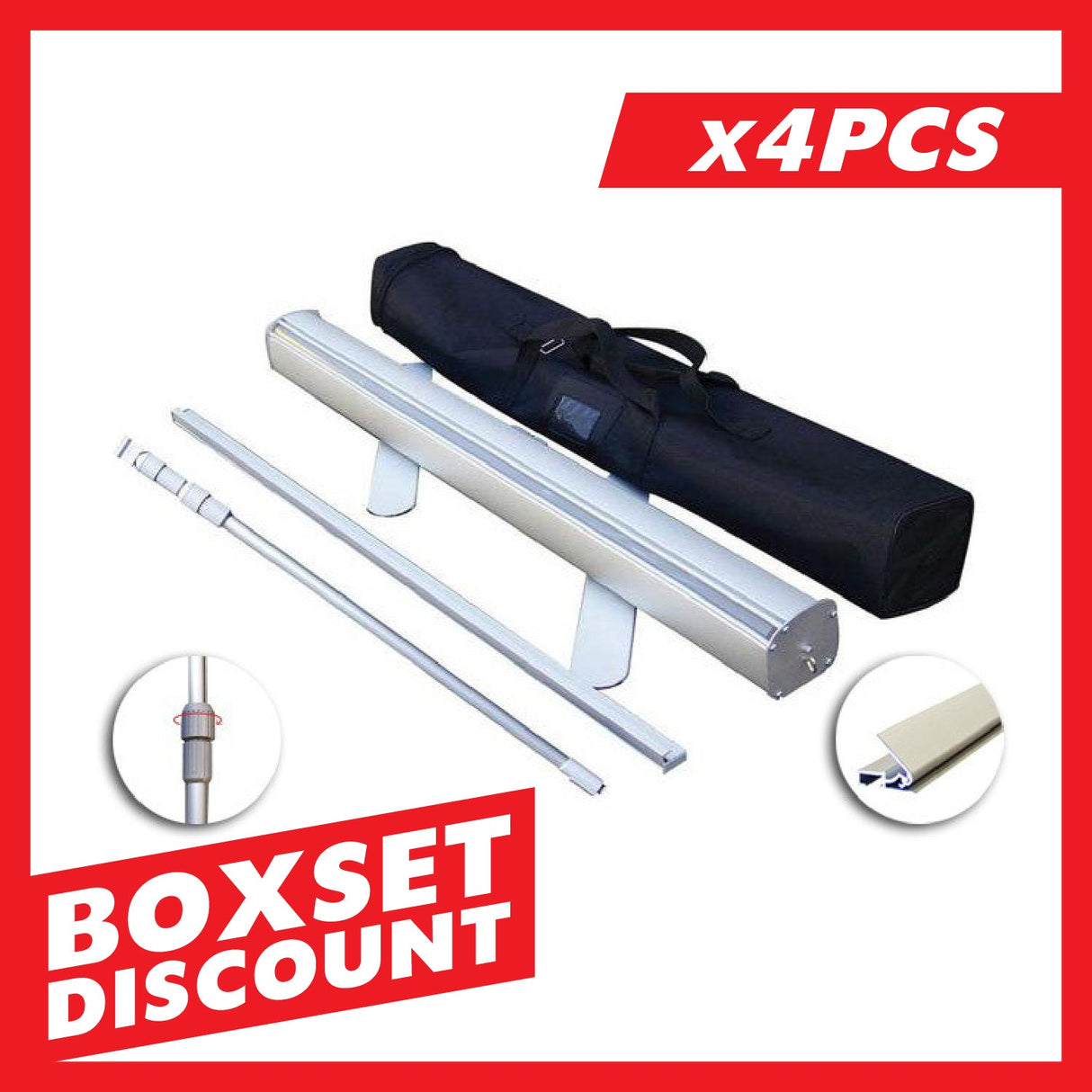 Retractable Roll Up Banner Stand 57" Stand Only  [BOX SET OF 4]