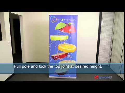 Retractable Roll Up Banner Stand 33" with Vinyl Print
