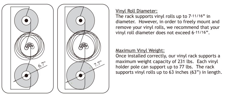 Wall Mount Roll Rack Holder - 60-inch Length Adjustable (28-60)